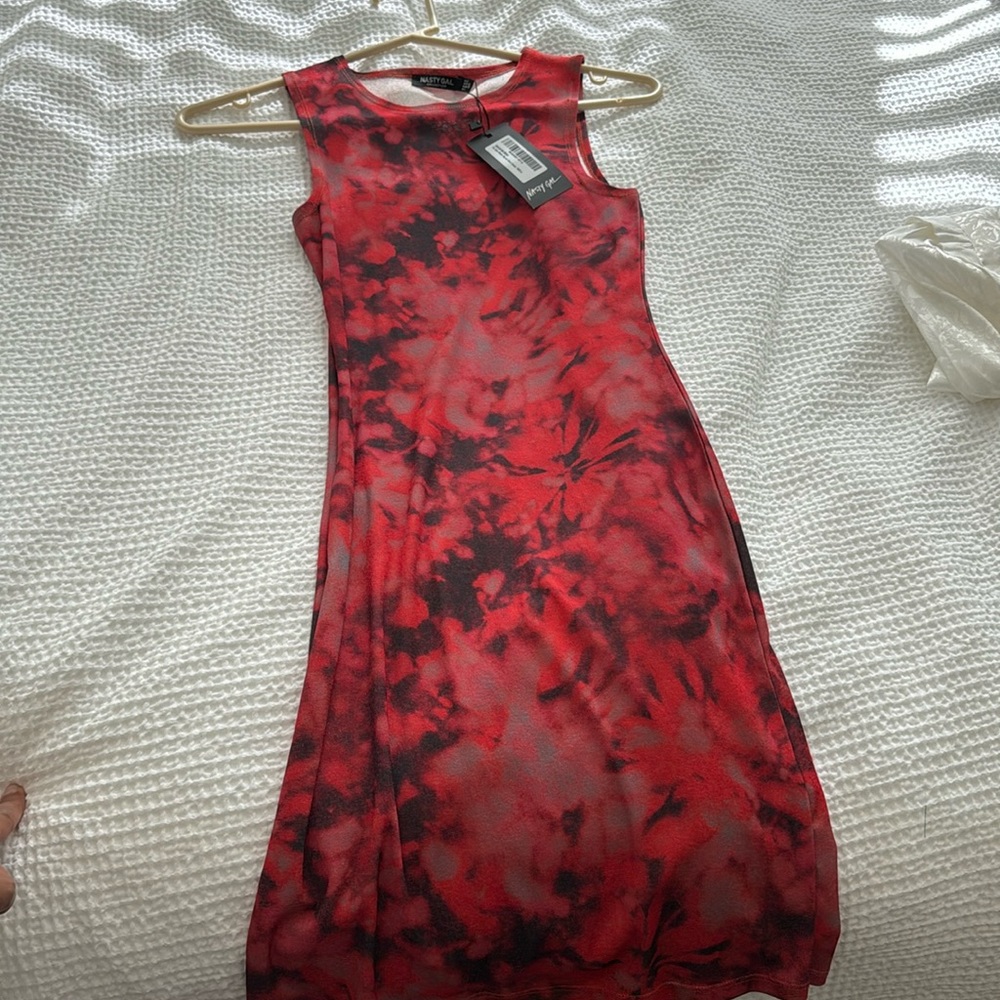 Tie Dye Mesh Racer Mini Dress nasty gal NWT